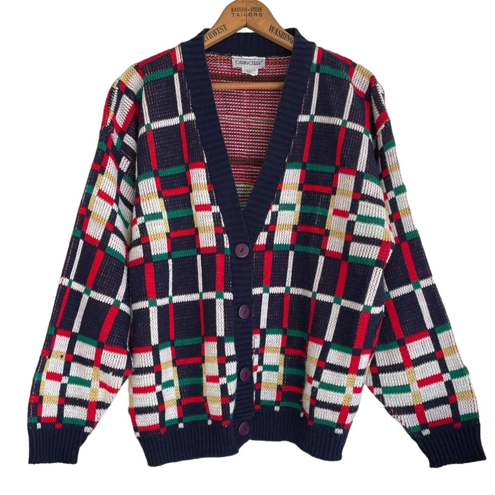 Vintage 80s plaid cardigan by Cabin Creek